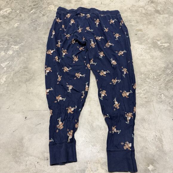 Polo Ralph Lauren Sleepwear Mens M Blue Football Bear Print Pajama Lounge Pants - Picture 7 of 7